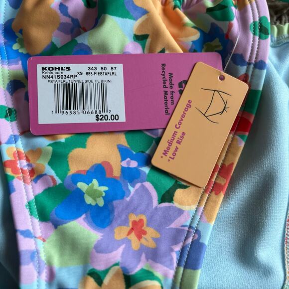 NWT! Juniors' Ninety-Nine° Tunnel Side-Tie Floral Bikini Bottoms Size X-Small - Picture 6 of 7